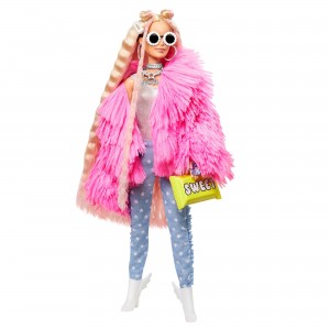 Barbie® Extra nukk koheva roosa kasukaga